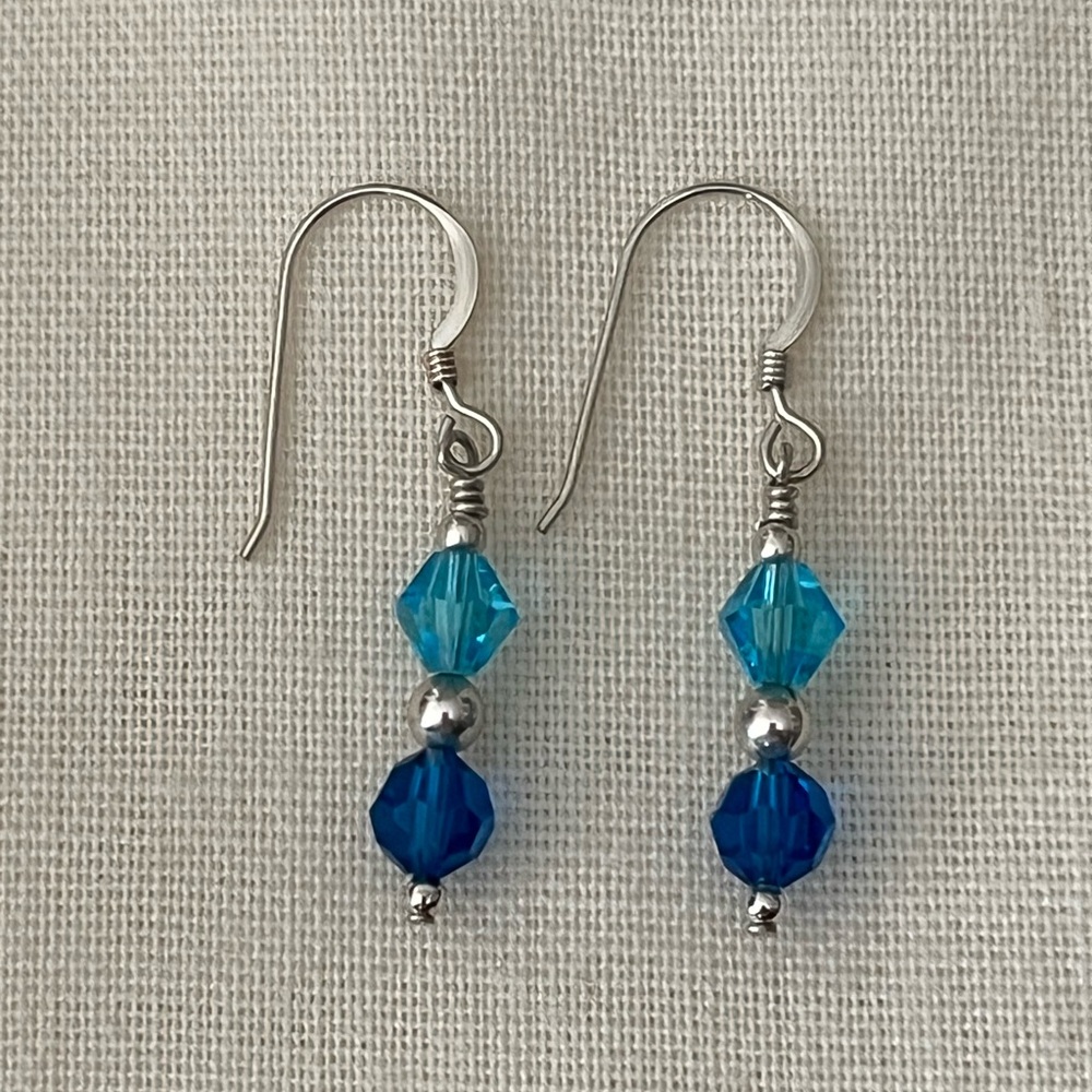Elegant Blue and Silver Dangle Earrings